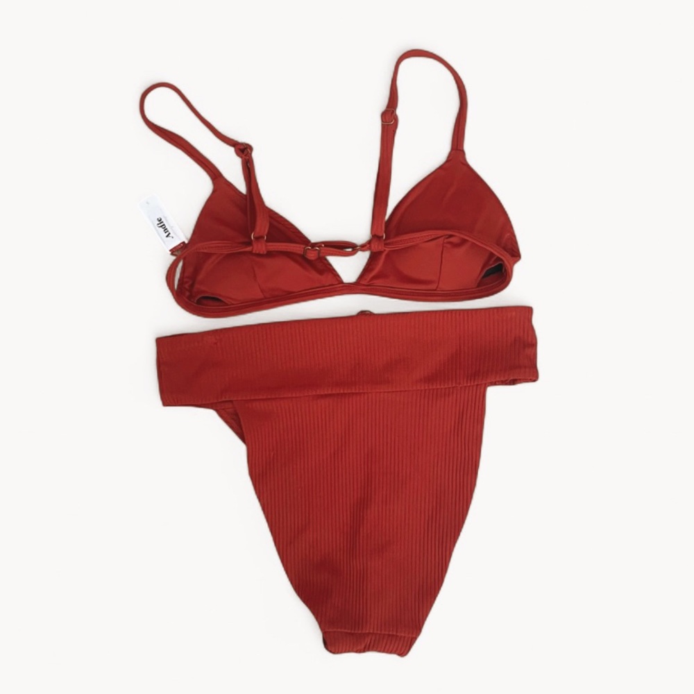 Andie Ribbed Rust Red Bikini Set - Picture 8 of 8